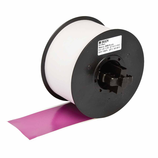 Product image for Brady 113217 MiniMark Series Indoor-Outdoor Vinyl Labels, 2.25" W x 100' L, Purple, Acrylic