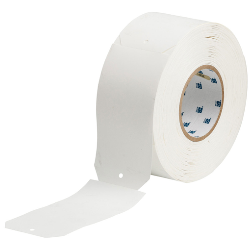 Product image for Brady THT-33-109-0.5 Thermal Transfer Tags, 6" H x 3" W, White, White, Roll of 500 Tags