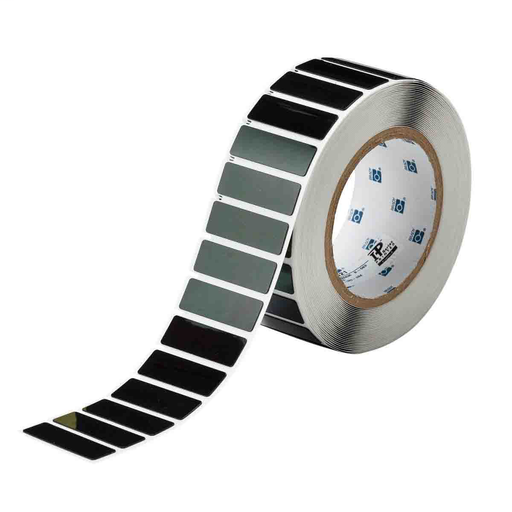 Product image for Brady THTEP-172-593-.5BK Foam Backed Raised Panel Labels, 0.59" H x 1.77" W, Black, Roll of 500 Labels