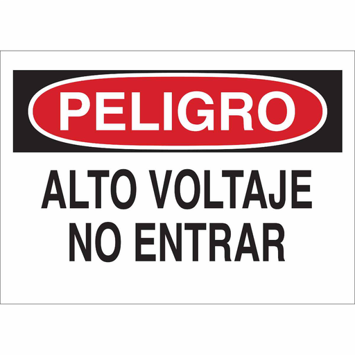 Product image for Brady 37606 PELIGRO Alto Voltaje No Entrar Sign, 7" H x 10" W x 0.006" D