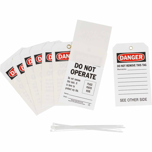 Product image for Brady 96222 Self-Laminating Tags: DANGER: DO NOT OPERATE DO NOT REMOVE THIS LOCK. IT IS HERE TO PROTECT MY LIFE