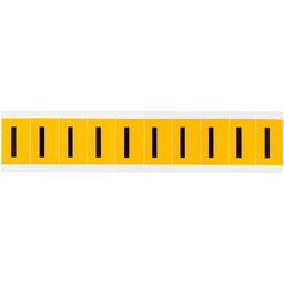 15 Series Pressure Sensitive Vinyl Letter Labels - 1" H, Black on Yellow, I