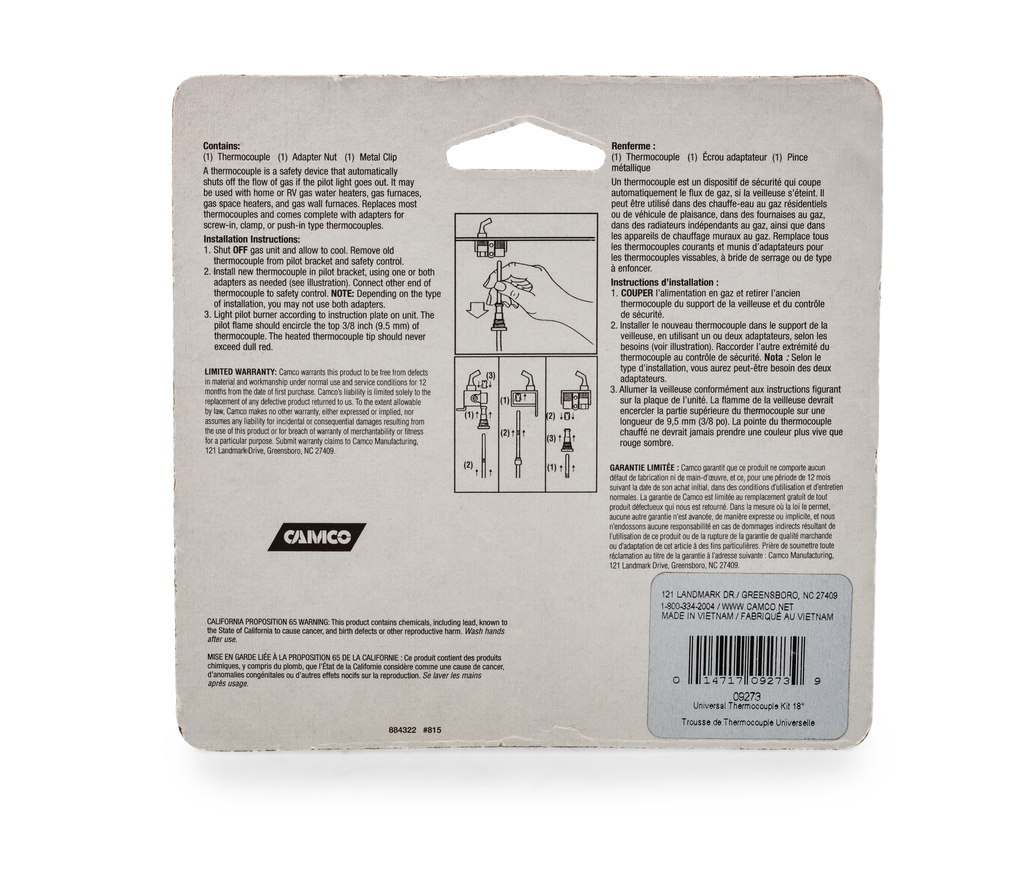 Thermocouple Kit - 18" (E/F)