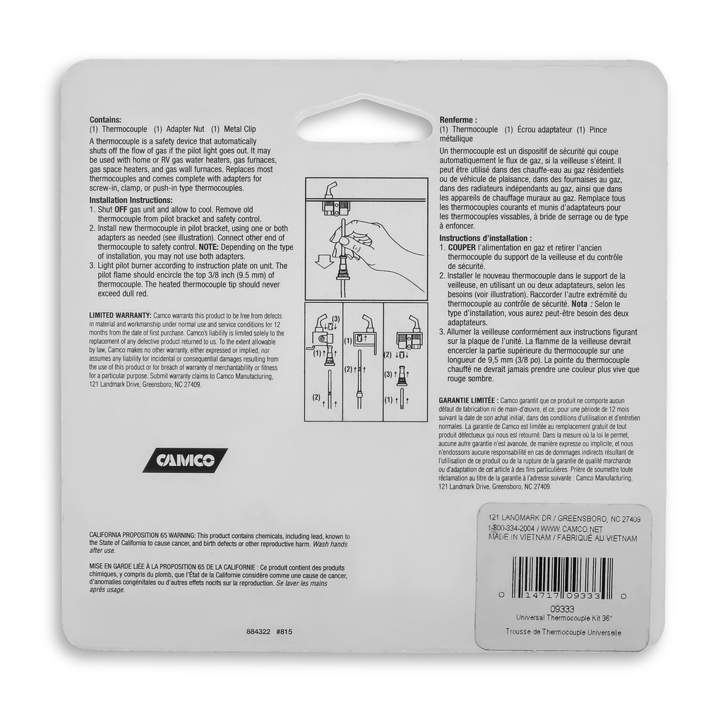 Thermocouple Kit - 36" (E/F) (Blister)