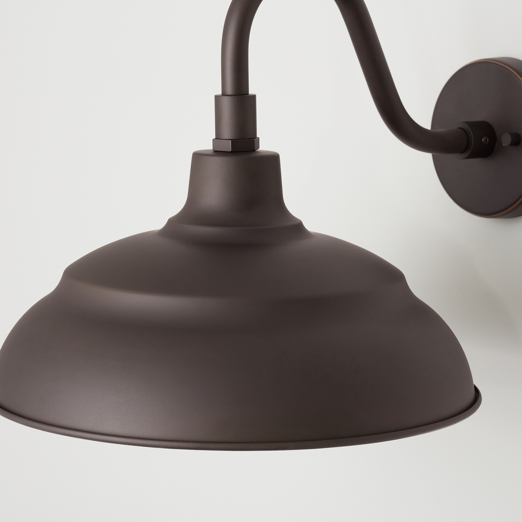 14" W x 8" H RLM 1-Light Outdoor Hanging Lantern in Oiled Bronze with White Shade Interior