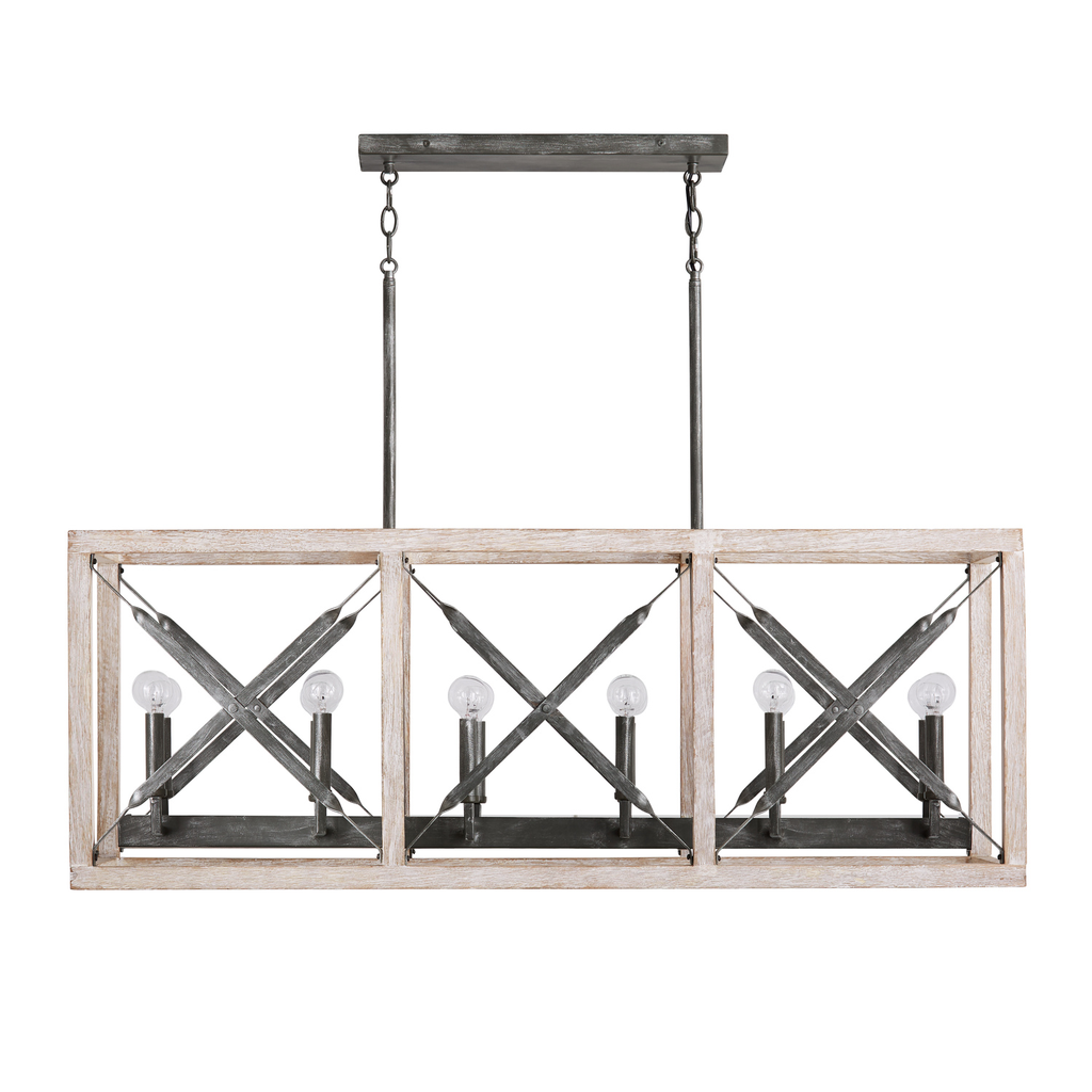 Product image for CAPLTF 840401WN 12 LIGHT ISLAND BRUSHED WHITE WASH AND NORDIC IRON12 60 WATT E12 CANDELABRA