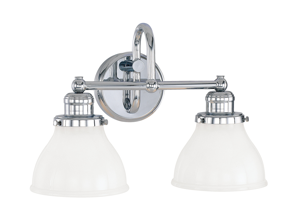 Product image for Baxter 2 Light Vanity - Chrome w/ Milk Glass
