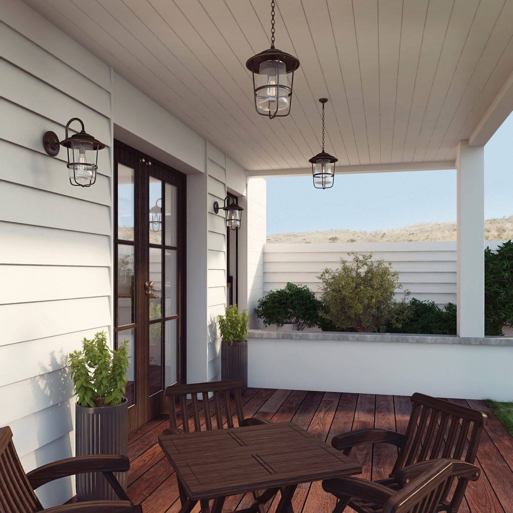 11"W x 16"H 1-Light Clear Seeded Glass Outdoor Wall Lantern in Old Bronze