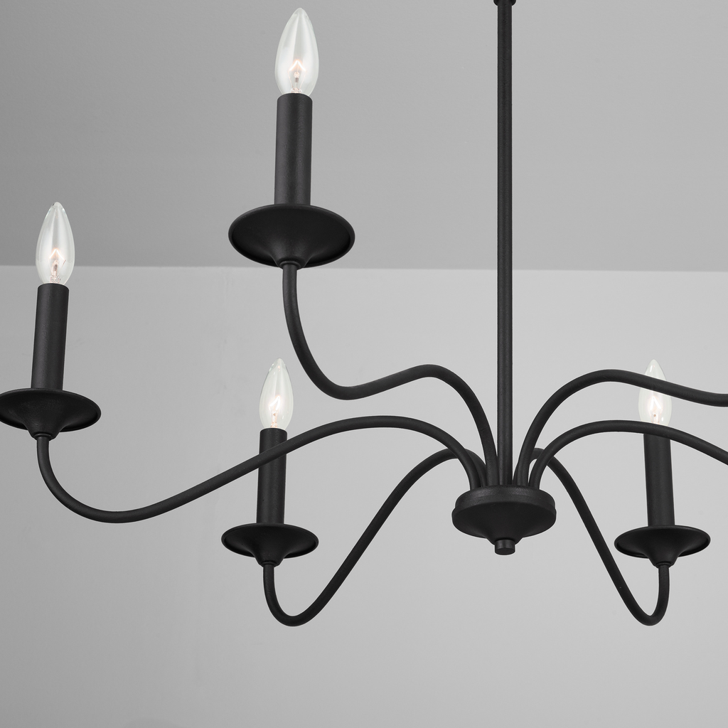 32" W x 22" H 6-Light Chandelier in Black Iron
