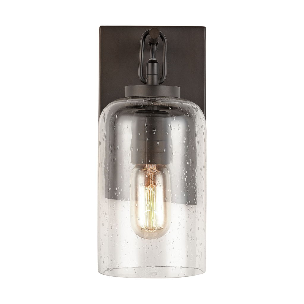 5" W x 11" H x 6" E 1-Light Clear Seeded Glass Sconce in Old Bronze