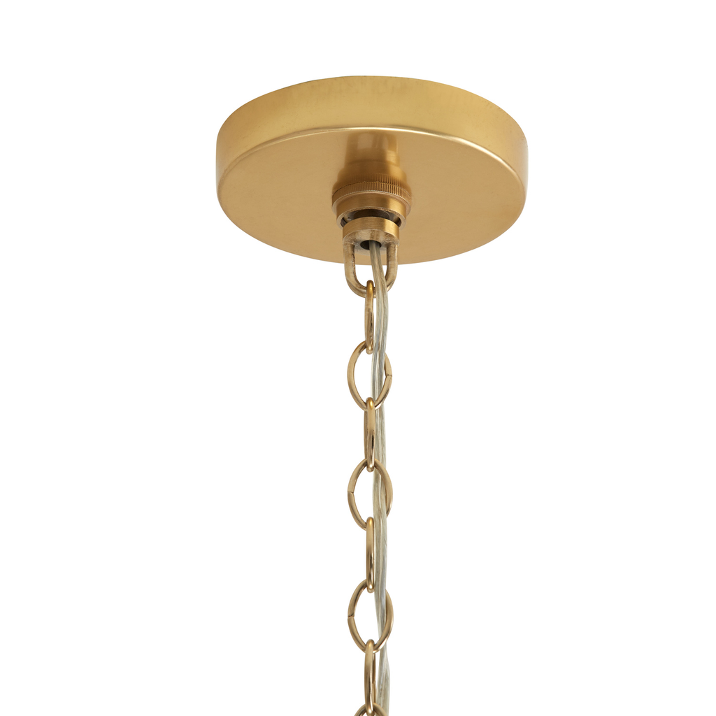 24" W x 12.5" H 4-Light Drum Pendant in Galvanized Black Metal with Brass Trim