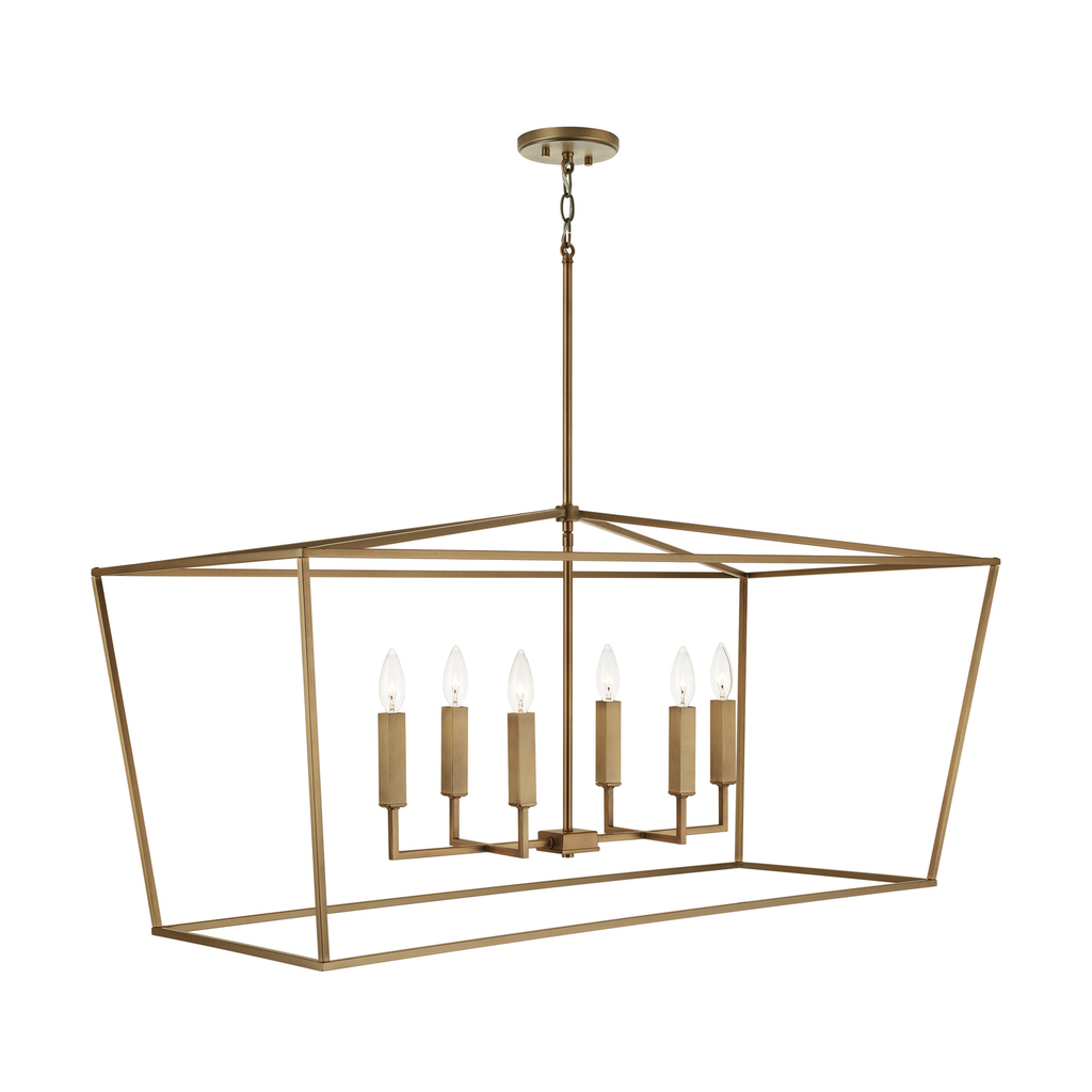 42" W x 20.5" H x 20" E 6-Light Lantern Island in Aged Brass