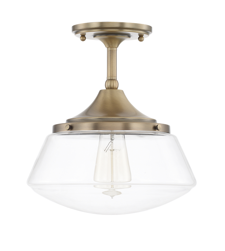 Product image for Baxter 1 Light Semi-Flush Mount - Aged Brass