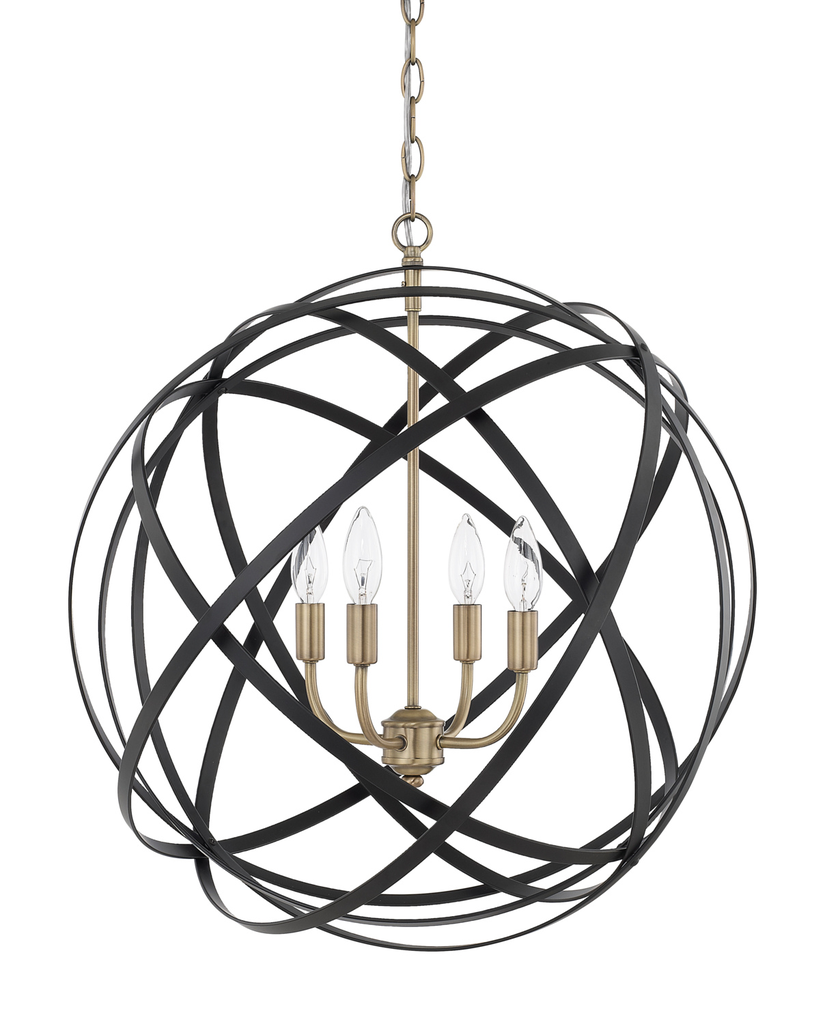 Product image for Axis 4 Light Pendant - Aged Brass/Black