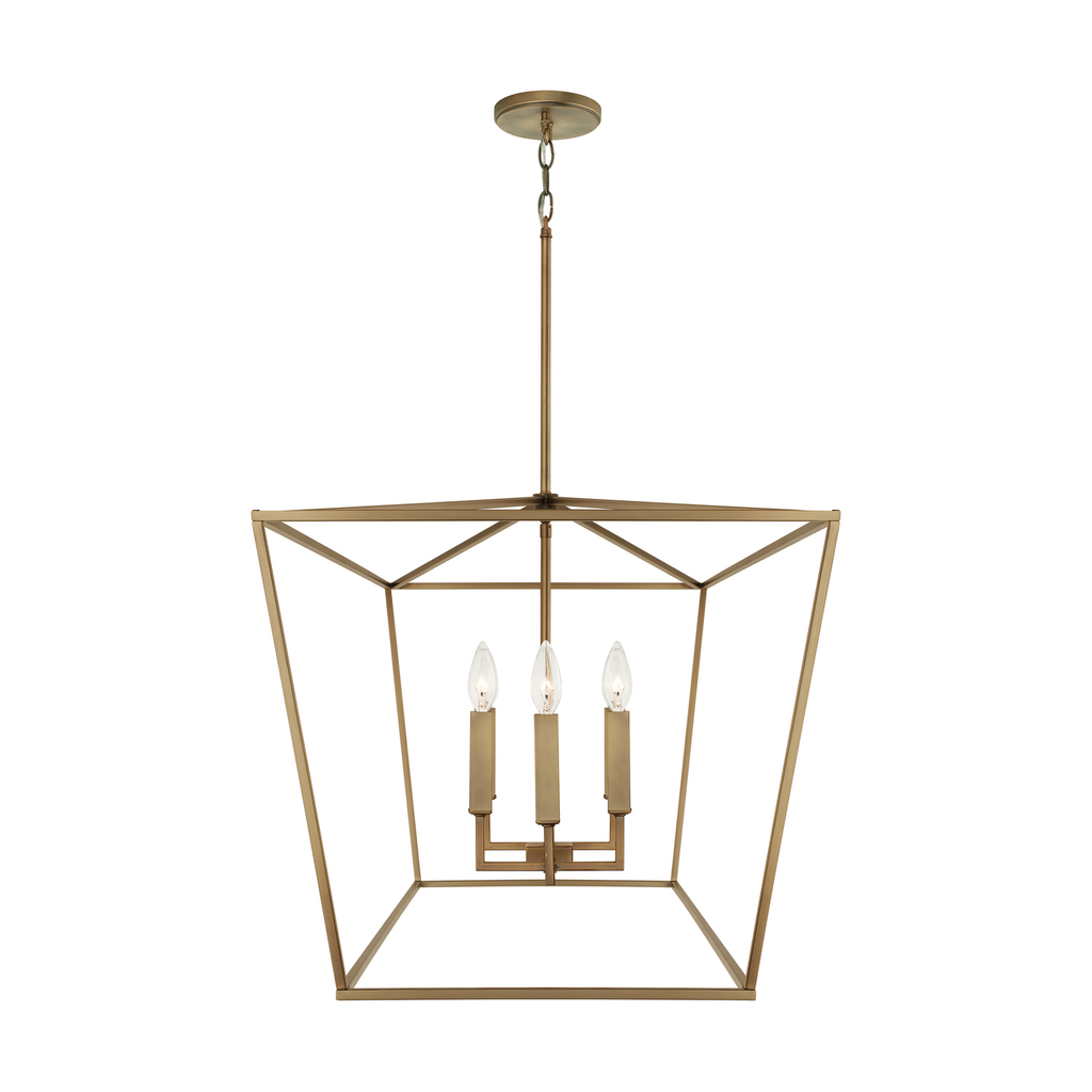 42" W x 20.5" H x 20" E 6-Light Lantern Island in Aged Brass