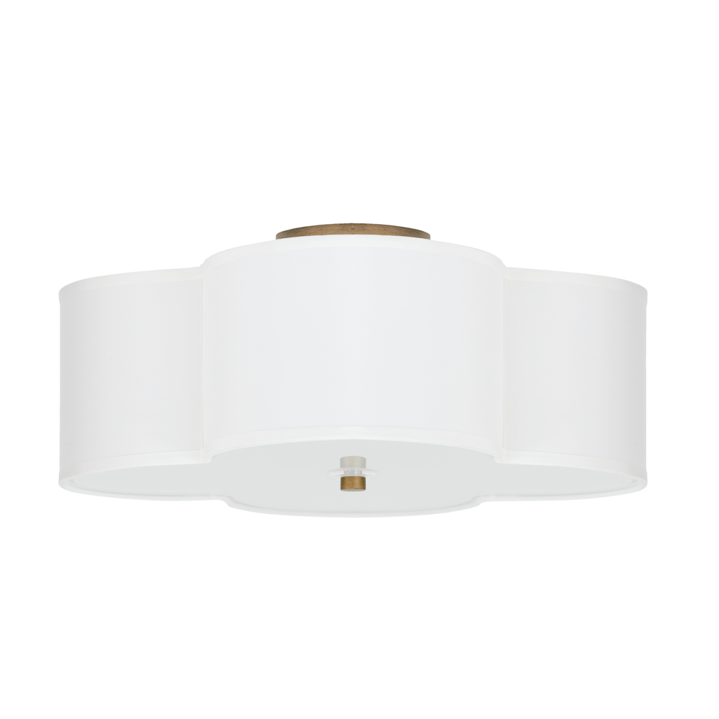Mayer-DDS-18" W x 8" H 4-Light Semi-Flush Mount in Brushed Gold with Scalloped White Fabric Shade-1