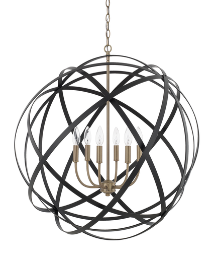 Product image for Axis 6 Light Pendant - Aged Brass/Black
