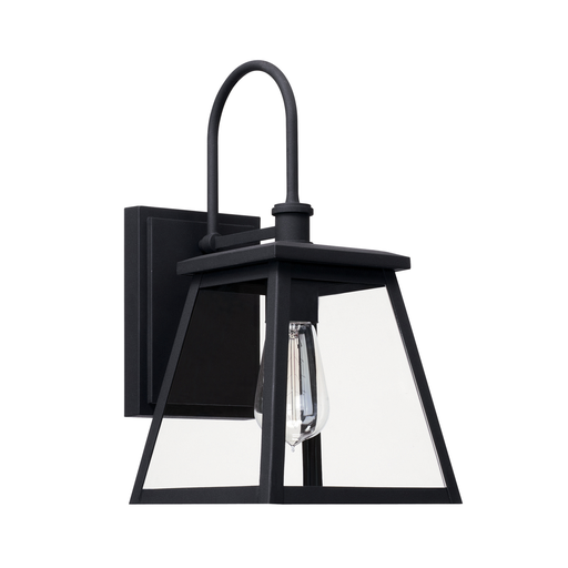 7.5" W x 14.5" H x 10" E Tall 1-Light Clear Glass Outdoor Wall Lantern in Black