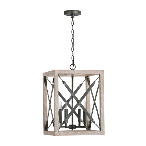 Product image for CAPLTF 340441WN 4 LIGHT PENDANT BRUSHED WHITE WASH AND NORDIC IRON4 60 WATT E12 CANDELABRA