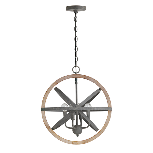 Product image for 4 Light Pendant - Iron/Wood