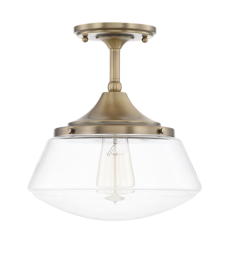 Product image for Baxter 1 Light Semi-Flush Mount - Aged Brass