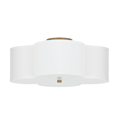 Mayer-DDS-18" W x 8" H 4-Light Semi-Flush Mount in Brushed Gold with Scalloped White Fabric Shade-1