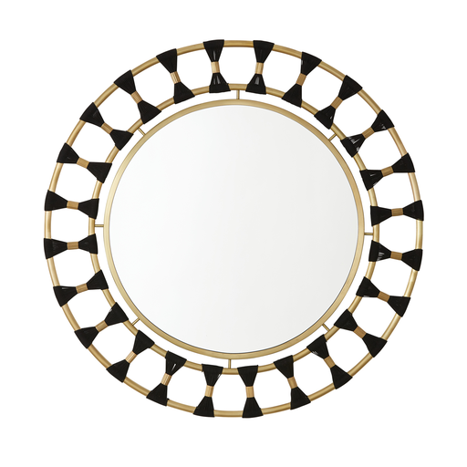 Product image for 34" Round Mirror - Black/Patinaed Brass