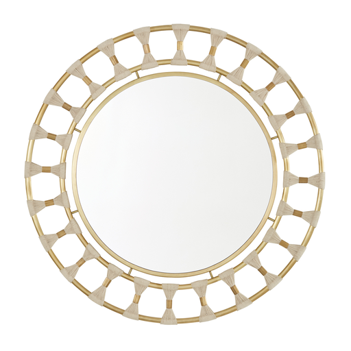 Product image for 34" Round Mirror - Bleached Natural Rope/Patinaed Brass