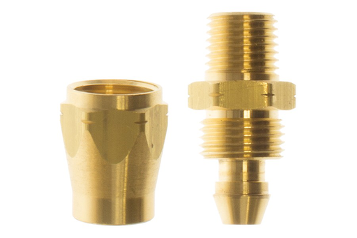 Yellow Belly Reusable Rigid Fitting, 3/8" ID x 1/4" MPT, Display