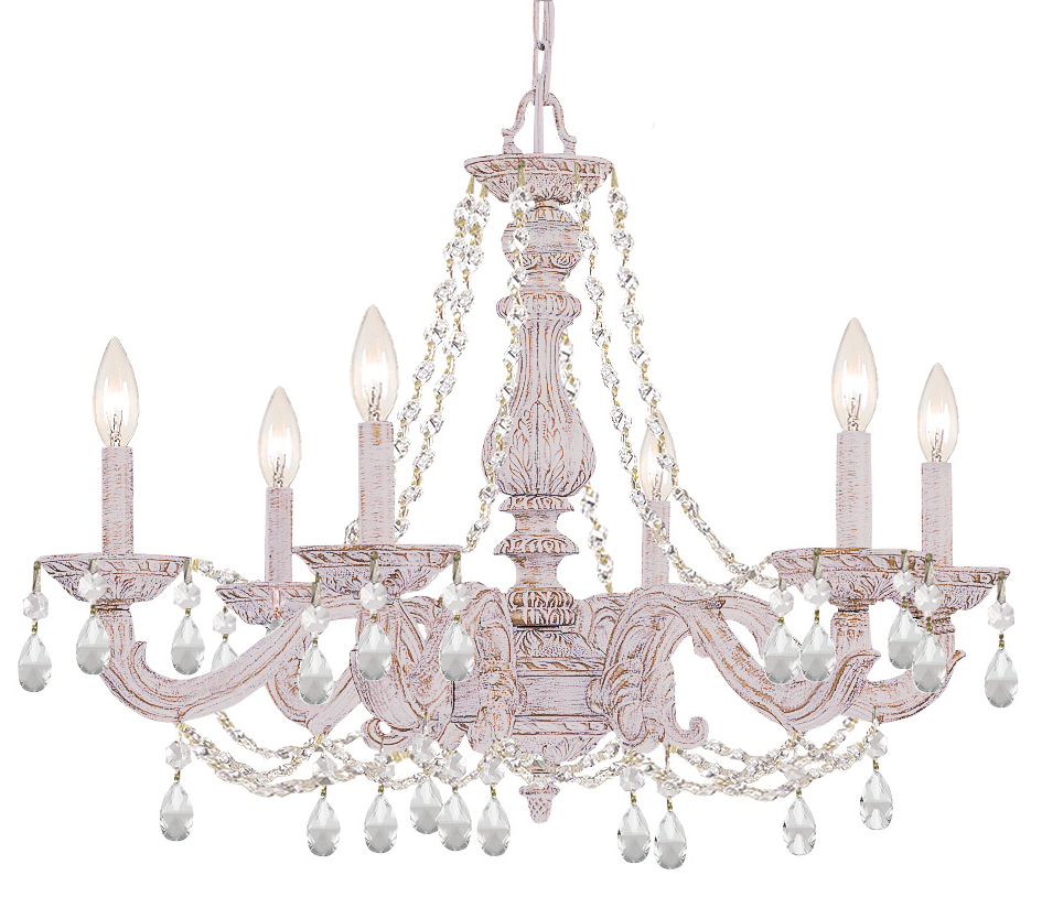 Product image for Paris Market 6 Light Chandelier - Antique White w/ Swarovski Strass Crystal