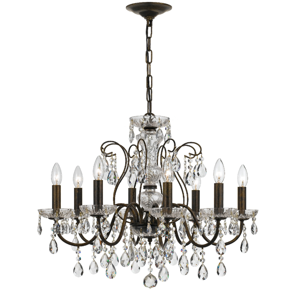 Product image for Butler 8 Light Chandelier - English Bronze w/ Hand Cut Crystal