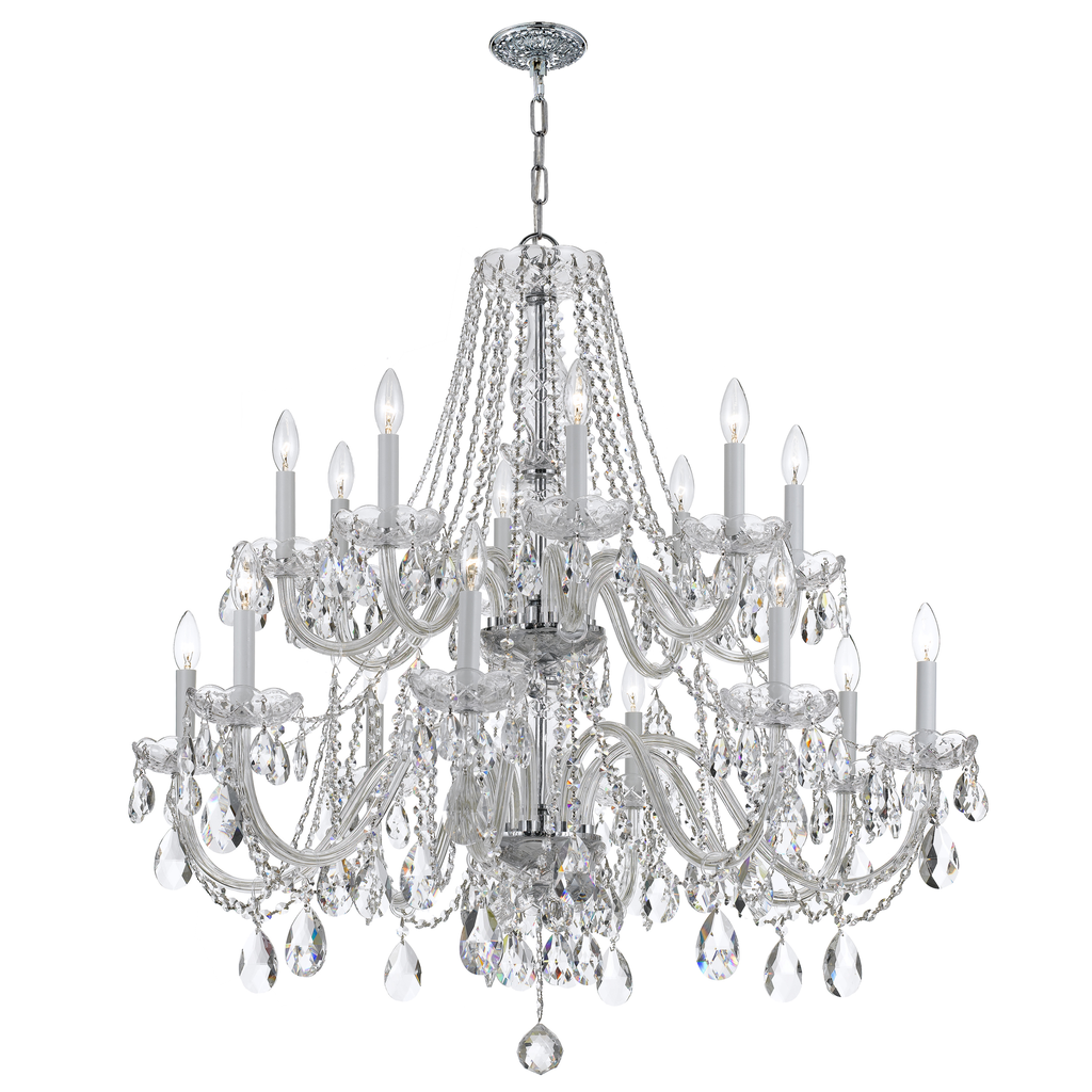 Product image for Traditional Crystal 16 Light Chandelier - Polished Chrome w/ Hand Cut Crystal