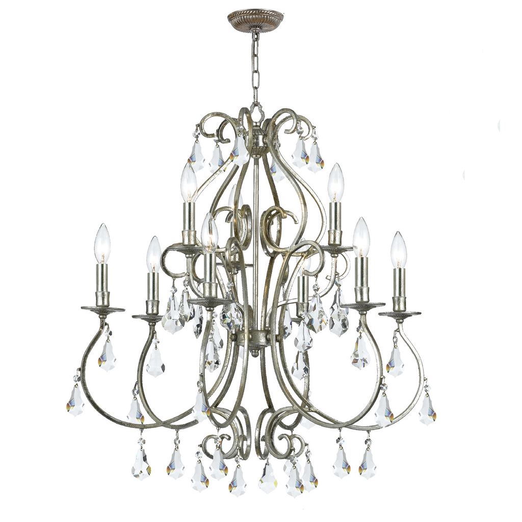 Product image for Ashton 9 Light Chandelier - Olde Silver w/ Swarovski Strass Crystal