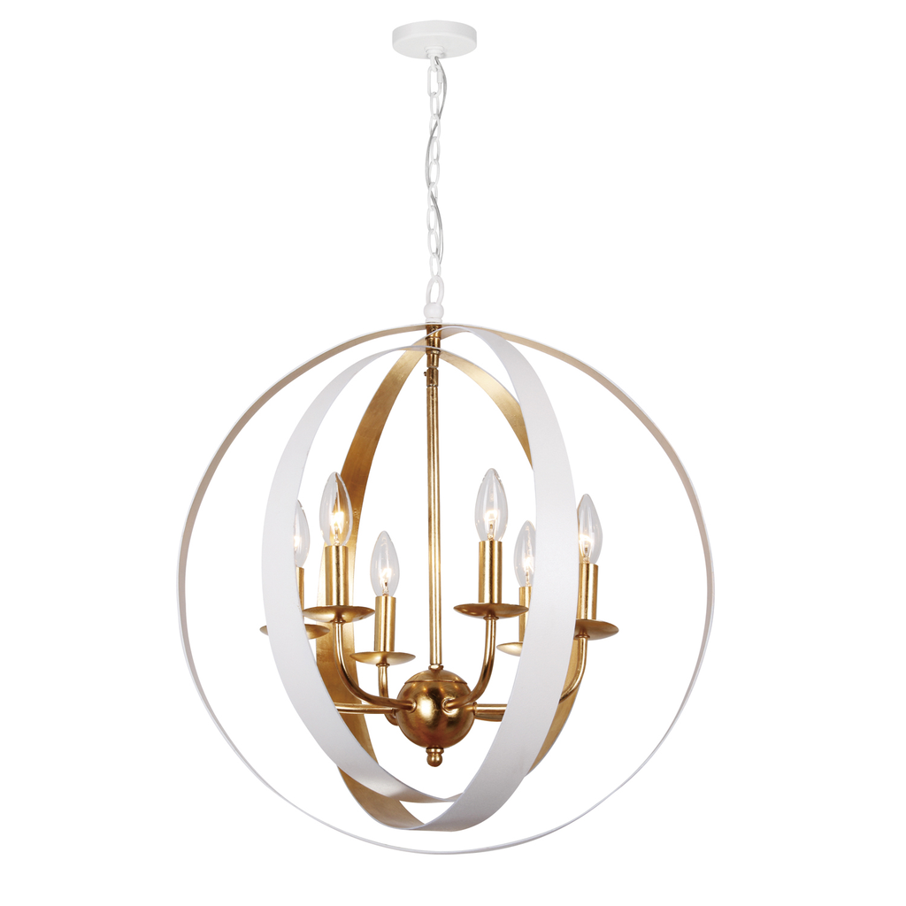 Product image for Luna 6 Light Chandelier - Matte White/Antique Gold