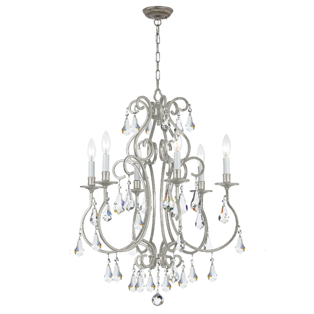 Product image for Ashton 6 Light Chandelier - Olde Silver w/ Swarovski Strass Crystal