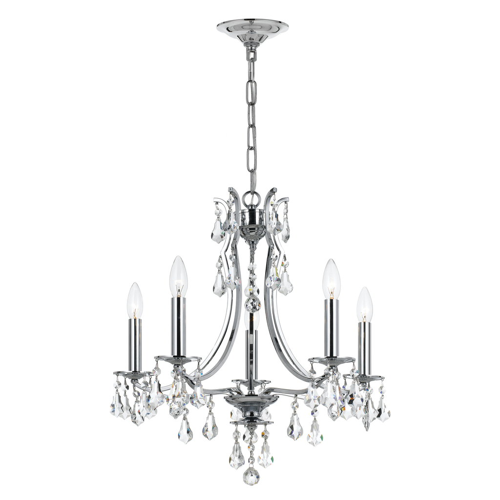 Product image for Cedar 5 Light Mini Chandelier - Polished Chrome w/ Hand Cut Crystal