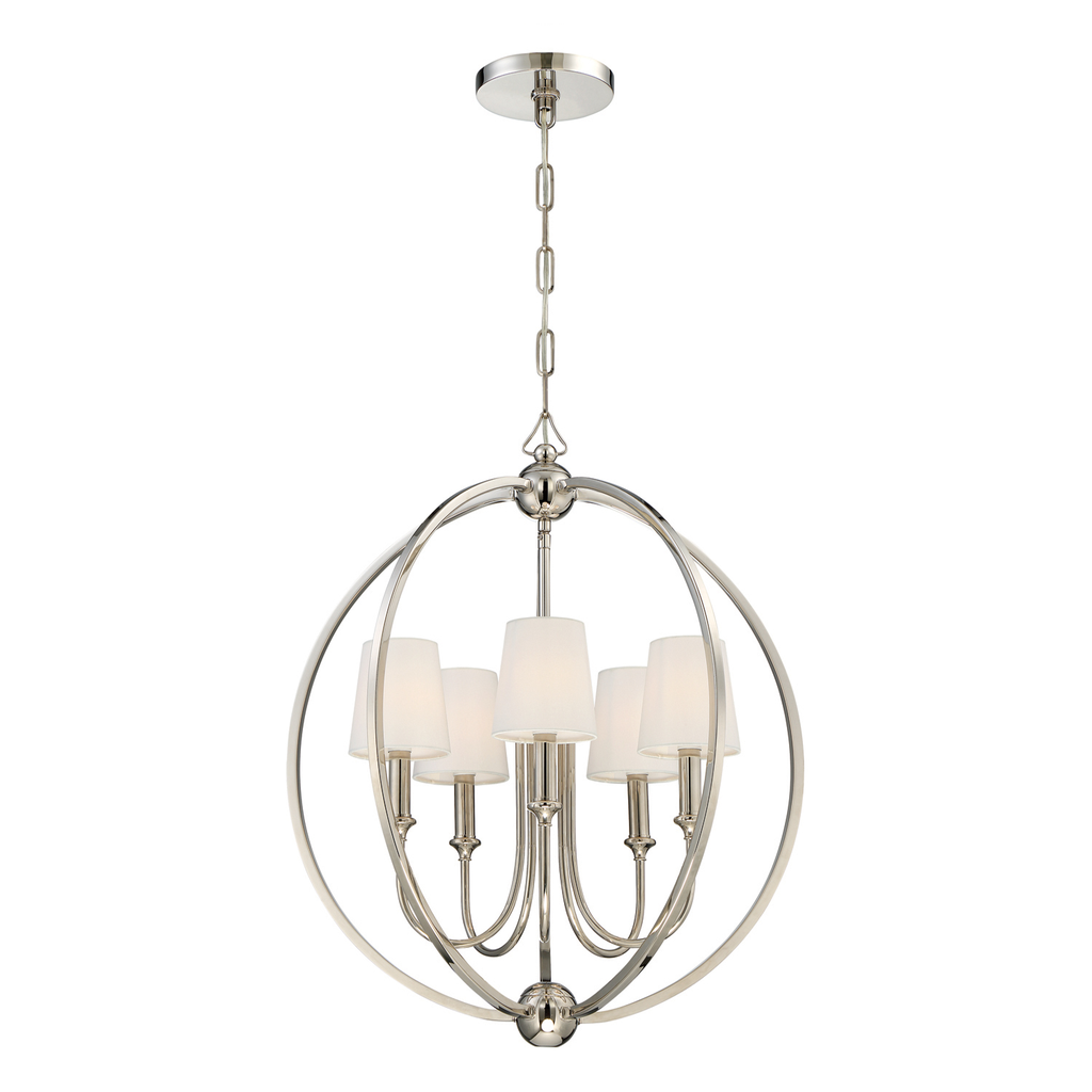 Product image for Sylvan 5 Light Chandelier - Polished Nickel