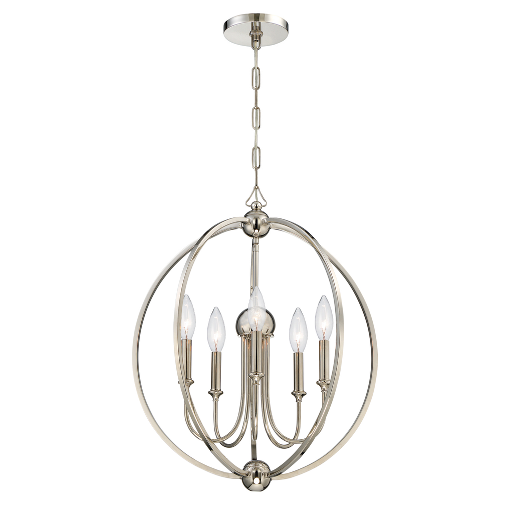 Product image for Sylvan 5 Light Chandelier - Polished Nickel