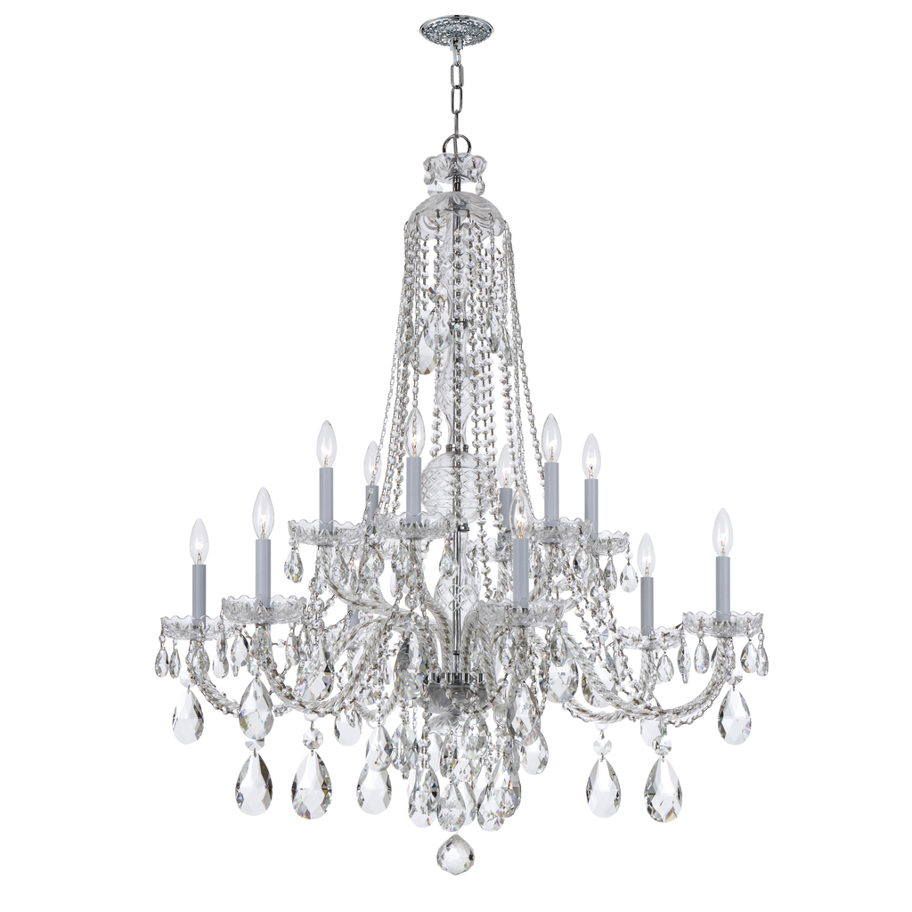 Product image for Traditional Crystal 12 Light Chandelier - Polished Chrome w/ Hand Cut Crystal