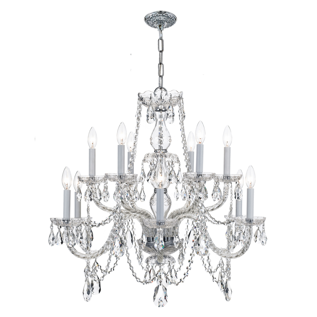 Product image for Traditional Crystal 12 Light Chandelier - Polished Chrome w/ Swarovski Strass Crystal