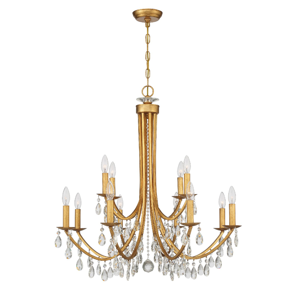 Product image for Bridgehampton 12 Light Chandelier - Antique Gold w/ Swarovski Spectra Crystal