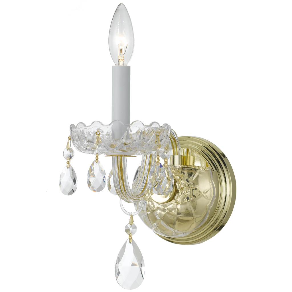 Product image for Traditional Crystal 1 Light Wall Sconce - Polished Brass w/ Swarovski Strass Crystal