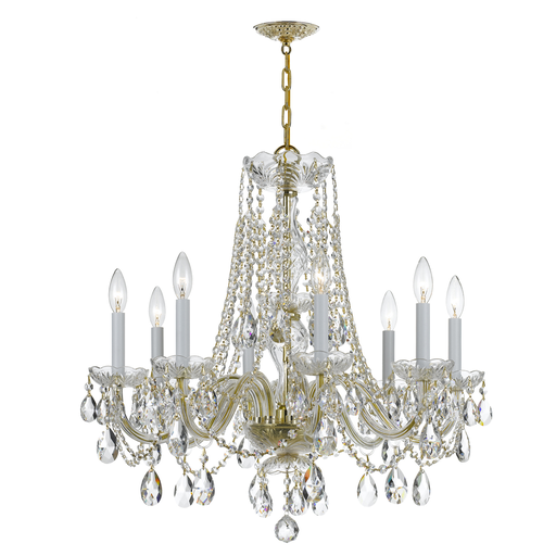 Product image for Traditional Crystal 8 Light Chandelier - Polished Brass w/ Swarovski Spectra Crystal