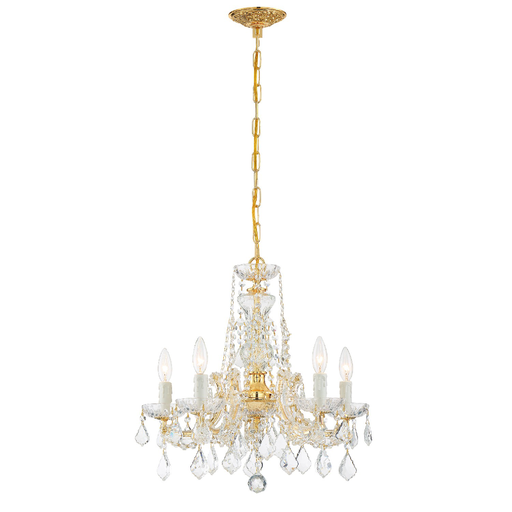Product image for Maria Theresa 5 Light Mini Chandelier - Gold w/ Hand Cut Crystal