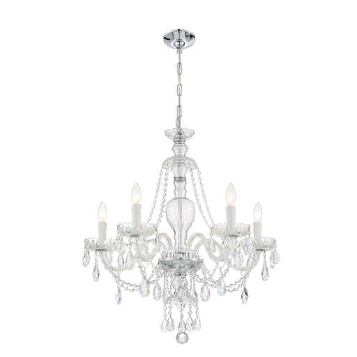 Product image for Candace 5 Light Chandelier - Polished Chrome w/ Hand Cut Crystal