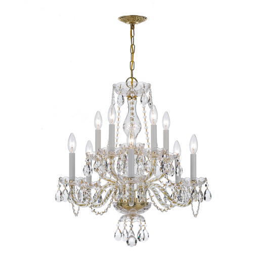 Product image for Traditional Crystal 10 Light Chandelier - Polished Brass w/ Swarovski Spectra Crystal