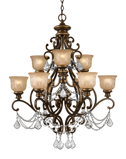 Product image for Norwalk 9 Light Chandelier - Bronze Umber w/ Clear Italian Crystal