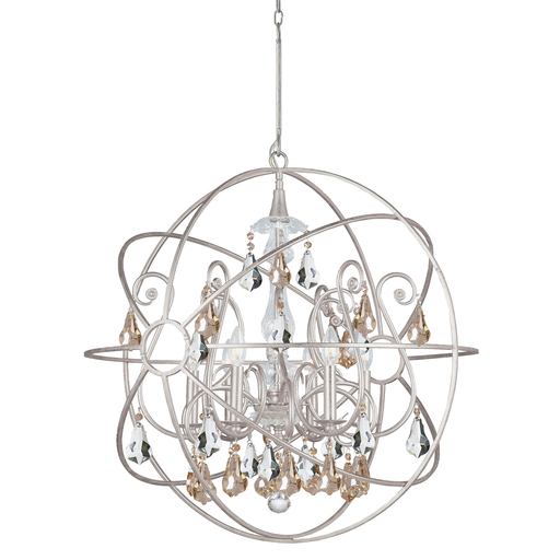 Product image for Solaris 6 Light Chandelier - Olde Silver w/ Golden Shadow Hand Cut Crystal