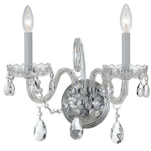 Product image for Traditional Crystal 2 Light Wall Sconce - Polished Chrome w/ Swarovski Spectra Crystal