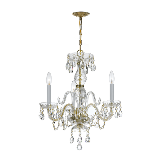 Product image for Traditional Crystal 3 Light Mini Chandelier - Polished Brass w/ Swarovski Strass Crystal